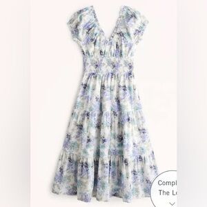 NWT Abercrombie Cap Sleeve Smocked Waist Midi Dress